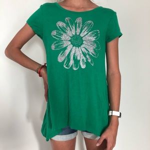 Girls Green Flower Shirt